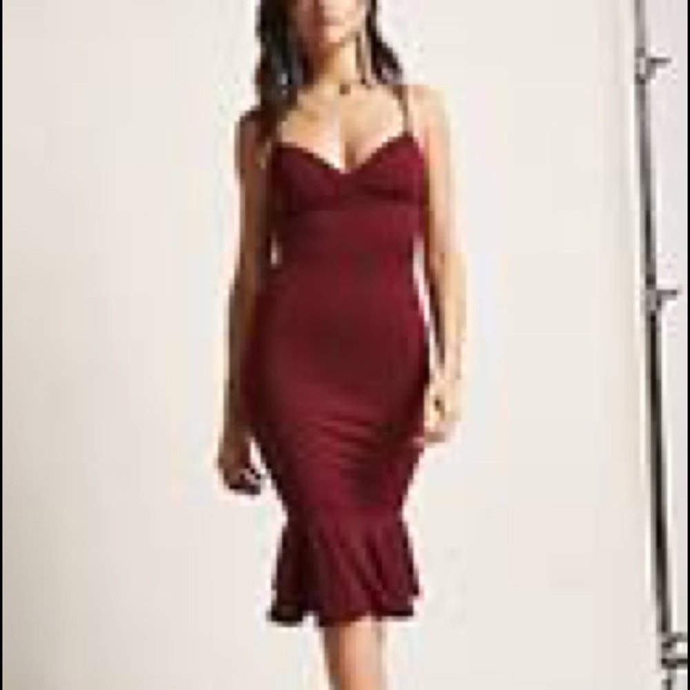 Small Plum Body Con Ruffle Dress